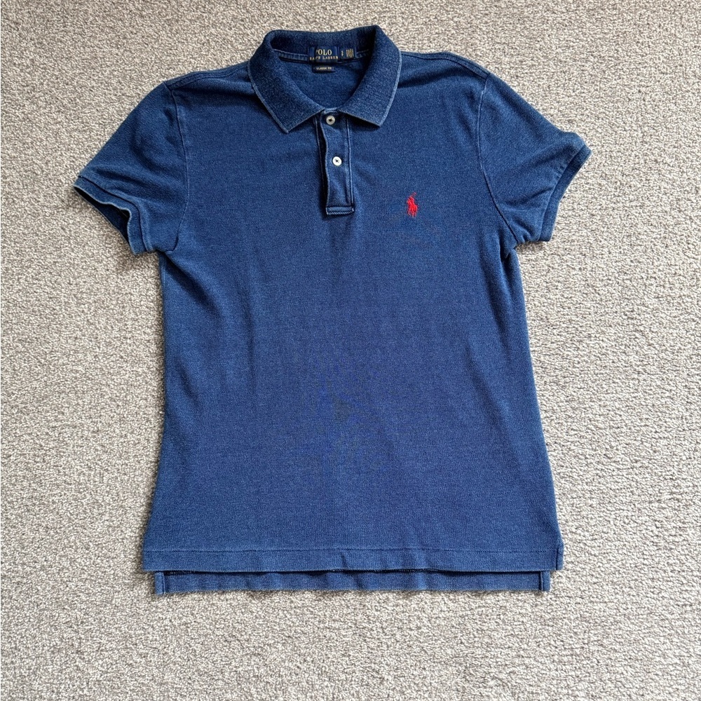 Ralph Lauren Women's Blue Polo with Red Logo